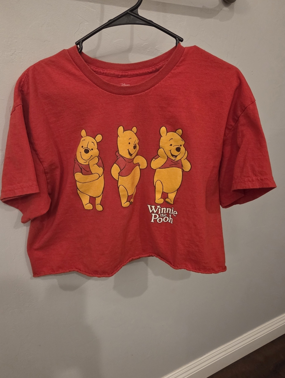 Disney Red Crop Tee with Yellow Winnie the Pooh